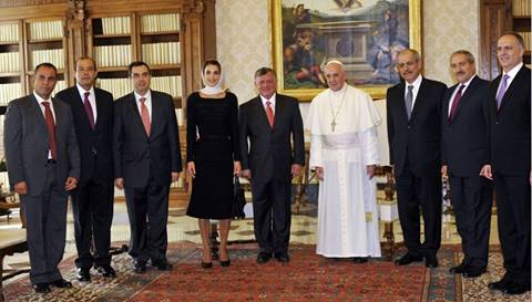 البابا والملك يتفقان على ضرورة الحوار والتفاوض في فلسطين وسوريا