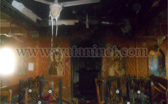 إرهابيون يضرمون النار بكنيسة في جنوب القاهرة