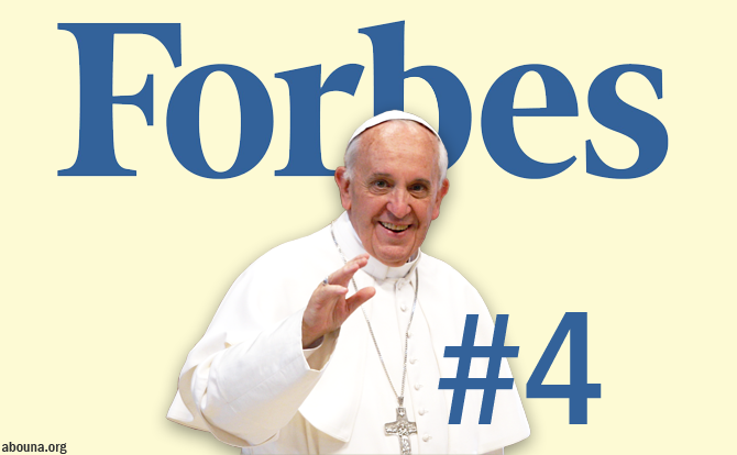 فوربس: البابا في المرتبة الرابعة ضمن قائمة الشخصيات الأكثر نفوذاً لعام 2013