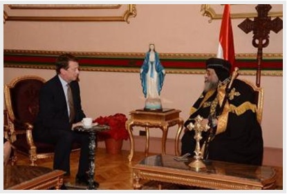 البابا تواضروس يستقبل السفير البريطانى بمصر