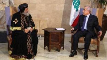 الرئيس اللبنانى يستقبل البابا تواضروس