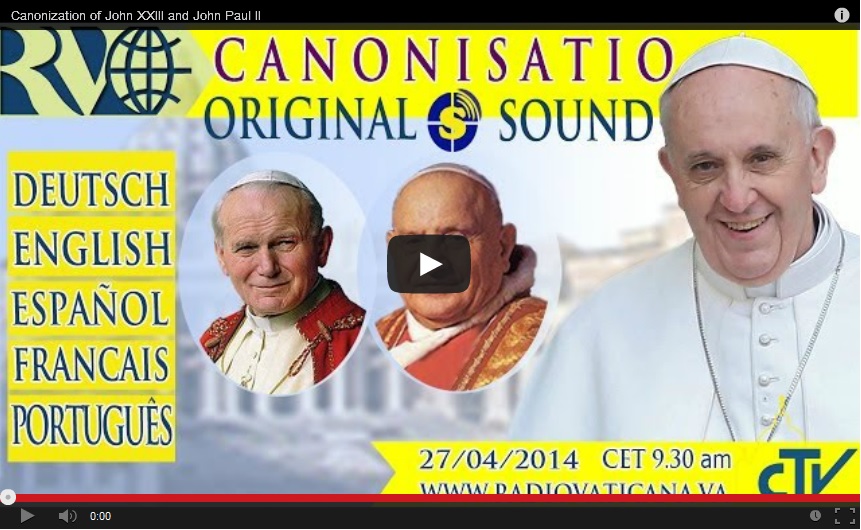 فيديو الاحتفال بإعلان قداسة البابوين يوحنا الثالث والعشرين ويوحنا بولس الثاني