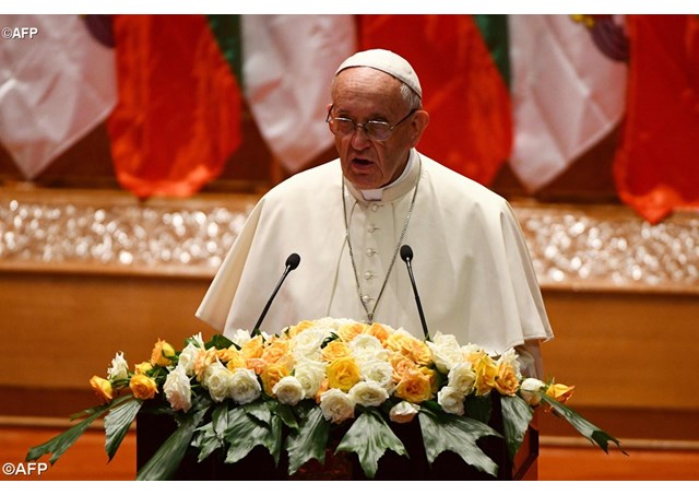 خطاب البابا فرنسيس إلى السلطات الحكومية والمجتمع المدني فى ميانمار